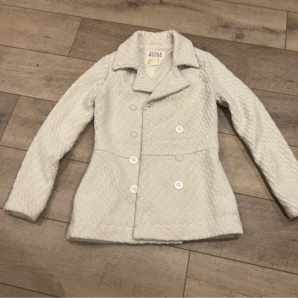 Billabong Pattered Peacoat - ivory Sz XS